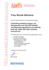 Erstprüfung ortsfester Anlagen und Betriebsmittel nach DIN VDE 0100-600 und Wiederholungsprüfung nach DIN VDE 0105-100. TRBS 1201/1203 und DGUV Vorschrift 3/4
